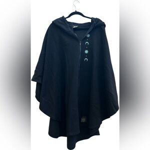 Cloak Mythical Dragon Hooded Cape Poncho Zip Up Goth Fantasy Witchy Streetwear